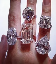 Vecalon luxo feminino anel de promessa 925 prata esterlina grande sona 5a cz festa casamento anéis para mulheres jóias nupcial gift6832021