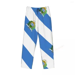Men's Sleepwear San Marino Flag 3D Casual Pajama Pants Drawstring Pockets Sleep Bottoms 2024 Male Printed Loose Straight Trousers