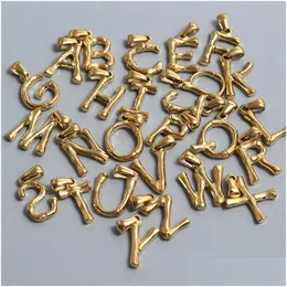 Anhänger Halsketten Edelstahl 26 Alphabet Anfangsbuchstaben Anhänger Gold Silber vergoldet Nicht anlaufende Charms für Schmuckherstellung Drop Deliv Dhgfs