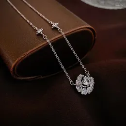 Pendant Necklaces Rhinestone Zircon Star Moon Love Necklace Clavicle Chain For Women