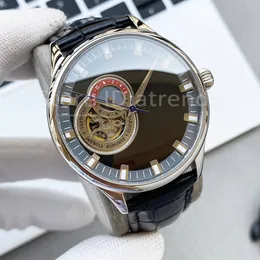 Orologio da uomo meccanico automatico a carica automatica di alta moda quadrante argento oro 40 mm orologio da polso di design classico 24 ore su 24 orologio da uomo casual con cinturino in pelle nera 6225