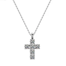 Fabrik Großhandel Edlen Schmuck Kreuz Weiß vergoldet D VVS1 Moissanit Diamant Kette 925 Silber Halskette Für Frauen Anhänger