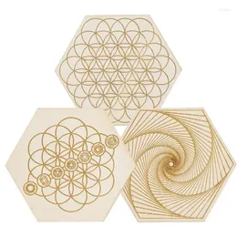 Posavasos de madera con forma Hexagonal para té y café, tapete para bebidas frías, almohadilla geométrica sagrada, decoración de mesa de cocina