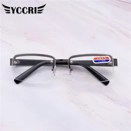 Solglasögon YCCRI 2021 Crystal Glass Eyeglasses Fashion Halfram Perforated Reading Frameless Glasses2729