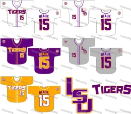 Maglia personalizzata LSU Tigers Donna Gioventù Uomo Bianco Tutte le maglie da baseball Ed Spedizione gratuita veloce