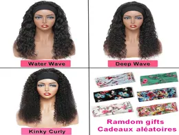 human hair headband wig body deep water wave kinky jerry curly full machine no lace for black women3491220