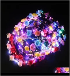 SSS 화려한 크리스마스 파티 빛나는 할로윈 크라운 꽃 헤드 밴드 여자 여자 LED LIGHT UP HAIRBAND GARLANDS GYUWW FLASHING BRA4963571