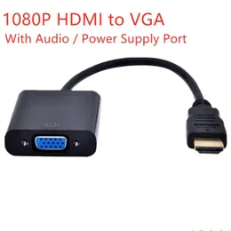 Cabos de computador conectores s novo 1080p macho para vga fêmea conversor de cabo de vídeo adaptador com porta o suporte micro fonte de alimentação usb para otvrc