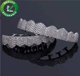 Diamentowe zęby Grillz Luksusowy projektant biżuterii męskie złote zęby grille Hip Hop lodowe bling urok mody Akcesoria Chris2567323