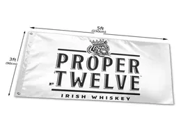 Proper 12 irische Whiskey-Flaggen, 90 x 150 cm, Digitaldruck, Polyester, für den Außenbereich, Innenbereich, Vereinsdruck, Banner und Flaggen, Whole3223827