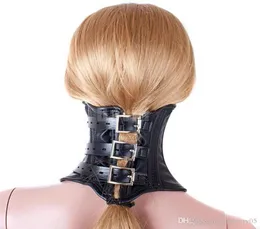 Black Leather Muzzle Mask For Sex Slave Adjustable Straps Buckle Belt Chin Lock Bondage BDSM Kinky Sex Product9704723