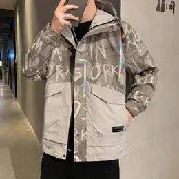 Spring/summer reflective jacket hooded letter printing Gothic cardigan sweater men's jacket online punk jacket windproof jacket 240102