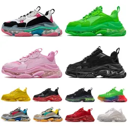 2024 Designer Scarpe Donna Uomo Triple S Suola trasparente Nero Bianco Grigio Rosso Rosa blu Royal Neon Paris 17FW scarpe da ginnastica da uomo Belanciaga Scarpe casual Brasile rosa Taglia 36-45