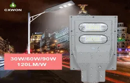 Lampade solari Lampione stradale ad alta luminosità 120lmW 30W 60W 90W IP65 Sensore di movimento PIR esterno impermeabile Lampade da parete integrate Pole7657265