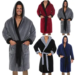 Jaquetas masculinas inverno alongado pelúcia xale roupão casa roupas de manga longa robe casaco banho robe peignoir homme flanela robe 2022