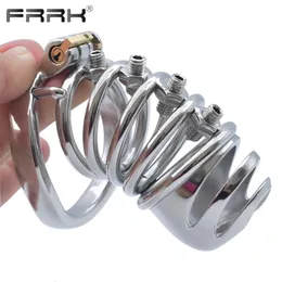 FRRK Spiked Male Chastity Cage Bolted Cock Lock Erect Denial Penis Rings BDSM Adults Sex Toys Kinky Intimate Products 240102