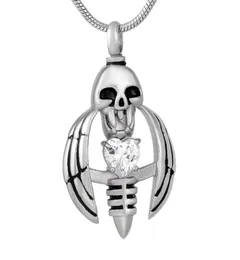 New Z793 Silver Hold Crsytal Wing Skeleton Necklace Memorial Veter Steflical Steflial for Ashes Mens kefsake Jewelry Pen7661588