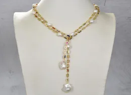 Guaiguai Biżuteria kulturalna Biała Keshi Pearl Rectanle CZ łańcuch zamorki