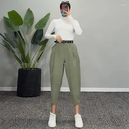 Women's Pants Clothing 2024 Autumn High-waisted Wide-legged Loose Pockets Nine-point Harem Radish Bundled Feet Casual