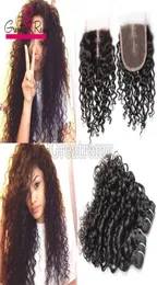 Water Wave 2pcs حزم الشعر البرازيلية البرازيلية مع إغلاق الدانتيل العليا من الرصيف البشري ريفتس 1pc إغلاق الدانتيل العلوي 4x4 الرأس الكامل greatrem9212551