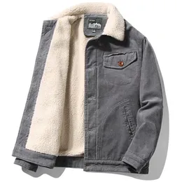 Men Warm Coats Plus Velvet Thick Corduroy Jackets Male Fur Collar Winter Casual Jacket Mens Outwear Thermal Cotton Clothing 6XL 240102