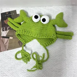 Berets Lustige Beanie für Frauen und Männer Big Eye Octopus Krabbe Strickmütze Weiche Warme Cartoon Tier Hüte PO Prop