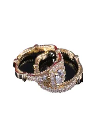 Goldplated Microset Zircon Diamond Couple Rings smycken för Lady Engagement Love Ring 6 7 8 9 10270A6968607
