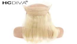 Vorgezupfter 360-Grad-Spitzenfrontverschluss mit Babyhaar, gerades peruanisches Remy-Menschenhaar, Farbe 613 Blonde, 1020 Zoll, transparente Spitze7628543
