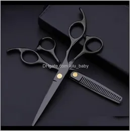 Costway Professional 440 Steel 6 tum Black Set Cutting Barber Salon Haircut Thinning Shears Frisör FE2XT BTHYB3026030