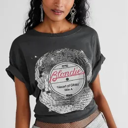 T-shirt Super chic 2022 maglietta grafica estiva per donna manica corta maglietta nera vintage stampa lettera maglietta allentata magliette za donna