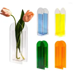 Vases Fashion Acrylic Vase Dazzling Colorful Flower Bottle Decoration Ornaments Small Home Living Room