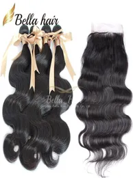 Bellahair Indian Virgin Human Hair Weave Wave Wave Top With With Bundle Hair Extensions Double Sever 4pcs Add 1PC 4x4 Lace Clostu5699423