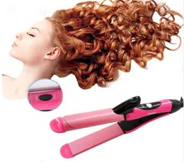 Kemei 2in1 Hair Straightening Brush Fer Boucler Cheveux Ceramic Coating Panel Automatic Curling Iron Magic Hair Sticks KM10555009461