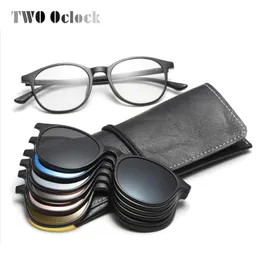 Sunglasses Two Oclock Magnet Sunglass Women Men Polarized Lens Optical Spectacle Frame Clip on Glasses Men Round Tr90 3d Night Vision A2245