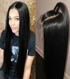 천연 검은 색 1B Baby Hear Heattant Glueless Synthetic Lace Front Wigs for Bla9120521