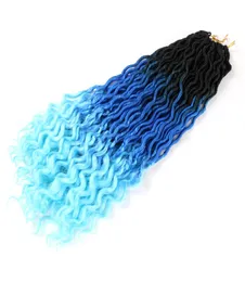 LANS 18 Inch Long Synthetic Ombre Goddess Faux Locs Crochet Hair Extensions 70gpcs Natural Wavy Dreadlock Golden Soft LZ124403686