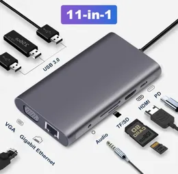 USB 30 HUB USB C HUB Type C to Multi HDTV 4k VGA RJ45 Lan Ethernet-адаптер-док-станция для MacBook Pro Док-станция типа c2707883