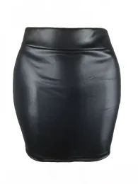 Summer Bodycon Pu Mini Skirt Women Faux Leather Solid Black Package Hip Regular Waist Office Lady Skirts Sexy Faldas mujer moda