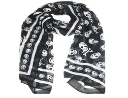 Black Chiffon Silk Feeling Skull Print Fashion Long Scarf Shawl Scaf Wrap For Women Keyring8757572
