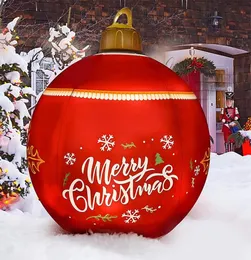 ديكورات عيد الميلاد 2023 60 سم في الهواء الطلق قابلة للتزوير الكرة المصنوعة PVC العملاقة الخفيفة توهج كبيرة S TREE TOY 2211249780626
