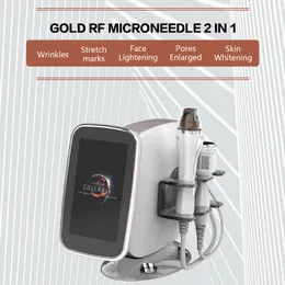 뜨거운 판매 데스크톱 RF Microneedle 복원 피부 견고성 및 탄력성 얼굴 강화 콜드 해머 콜라겐 리모델링 피부 밝게 2 핸들 머신