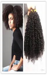 Бразильские волосы с микробусинами, человеческие девственные волосы Remy, кудрявые вьющиеся, цельные, предварительно скрепленные, для наращивания, необработанные, натуральный черный цвет9457738