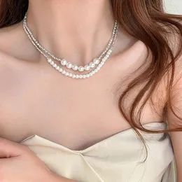 Collane con ciondolo Pietre rotte Perle di giunzione Girocollo corto Corea Temperamento Dolce Catena clavicola Accessori Donna