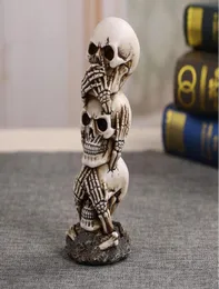 Halloween Staty Decor Horror 3 lager Skull Ornament Hem Desk Fish Tank Festival Party Ation Supplies 72 Y2009172531474