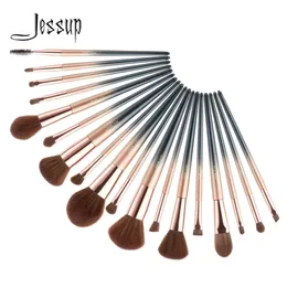 Jessup Fırçalar 18pcs Makyaj Fırçaları Set Toz Temel Hassasiyet Allık Açılı Kontur Kalem Göz Farı Eyeliner Kaş240102