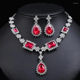 Halsband örhängen set SMVP Geometric Rhinestone Bridal Women Choker Luxury Crystal Wedding Dress Jewelry Bijoux