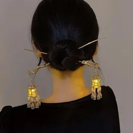 Strahlende Quasten-Laternen-Haarnadel, Haarknoten im antiken Stil, chinesischer Neujahrs-Haarschmuck, Hanfu-Kopfbedeckung für Frauen