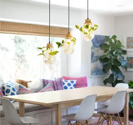 Modern Plant Pendant Lamp Wood Glass Bottle Decor Restaurant Bar Cafe Living Room Study Lighting LED Hang Lamp2096989