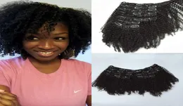 Clip di capelli vergini brasiliani ricci afro crespi nelle estensioni dei capelli umani 7 pezzi / set 120G estensioni dei capelli ricci crespi naturali5318533