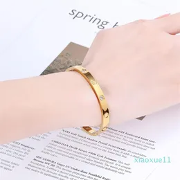 Klassisches Design Gold Silber Rose Farben Armbänder Titan Stahl Diamant Armband für Damen Herren LOVE Armreif mit Scre329E